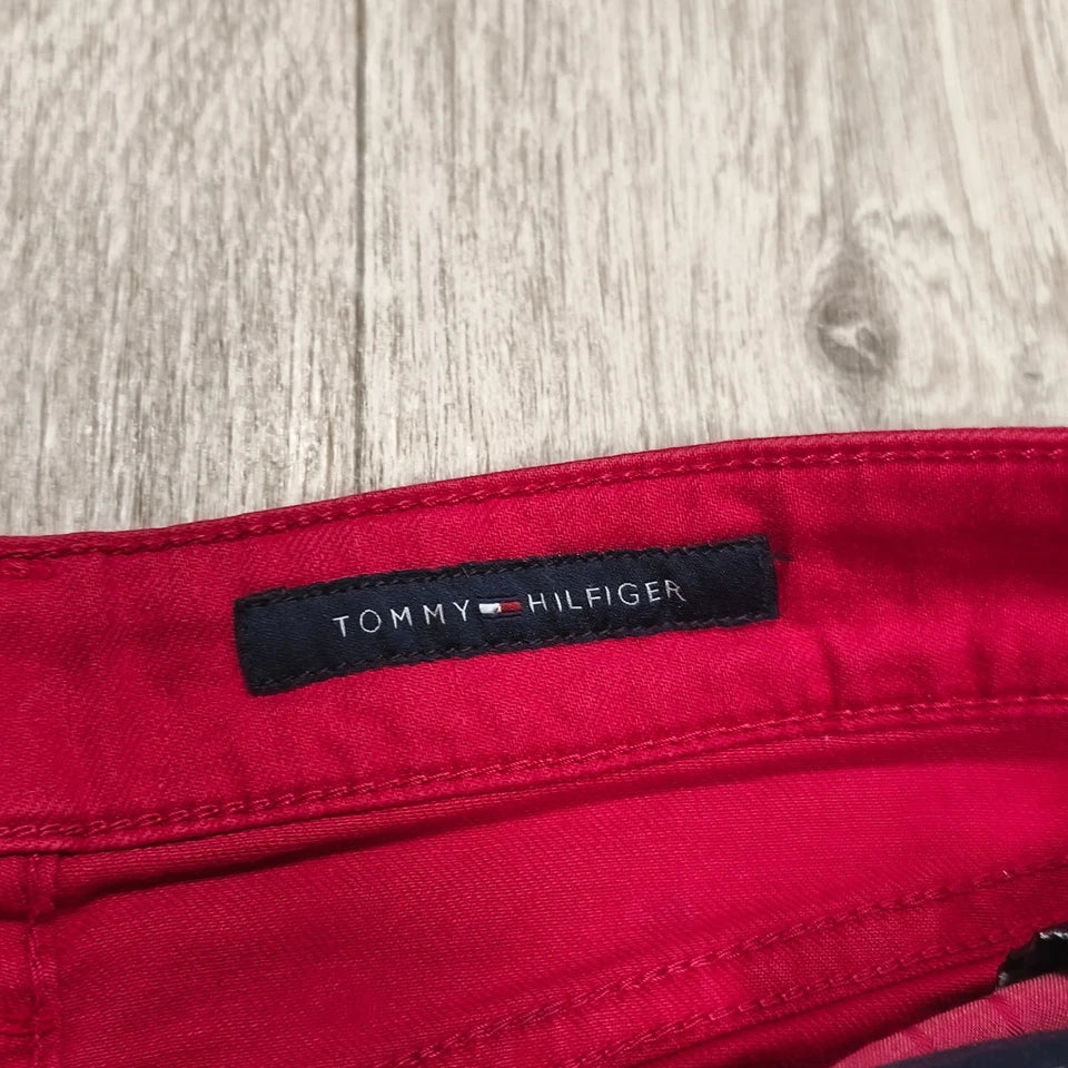 Tommy Hilfiger Rome Women Size 4 Red Denim Skirt Regular Fit 5 Pocket