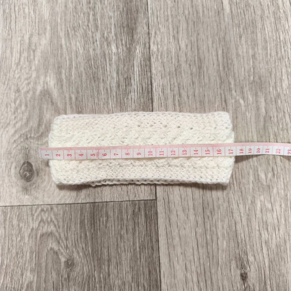 White Knit Headband Ear Warmer Soft Textured Cable Knit Winter Hair Band