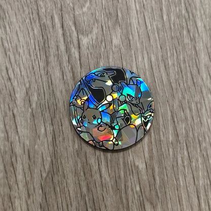 Pokemon TCG Holo Coin Metallic Cracked Ice Pikachu Charizard Mewtwo Holographic