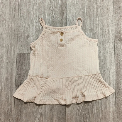 George Girls Pink Ribbed Cami Tank Top Peplum Henley Button 2-3 Years