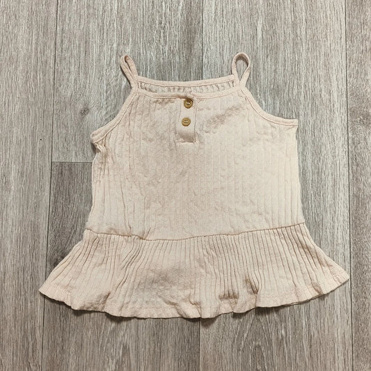 George Girls Pink Ribbed Cami Tank Top Peplum Henley Button 2-3 Years