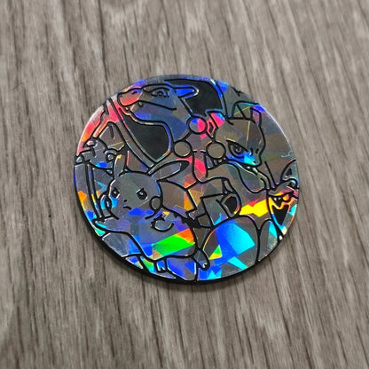 Pokemon TCG Holo Coin Metallic Cracked Ice Pikachu Charizard Mewtwo Holographic