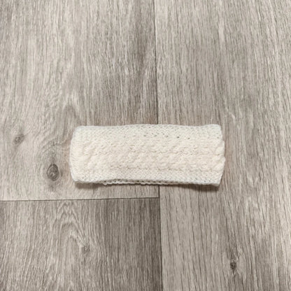 White Knit Headband Ear Warmer Soft Textured Cable Knit Winter Hair Band