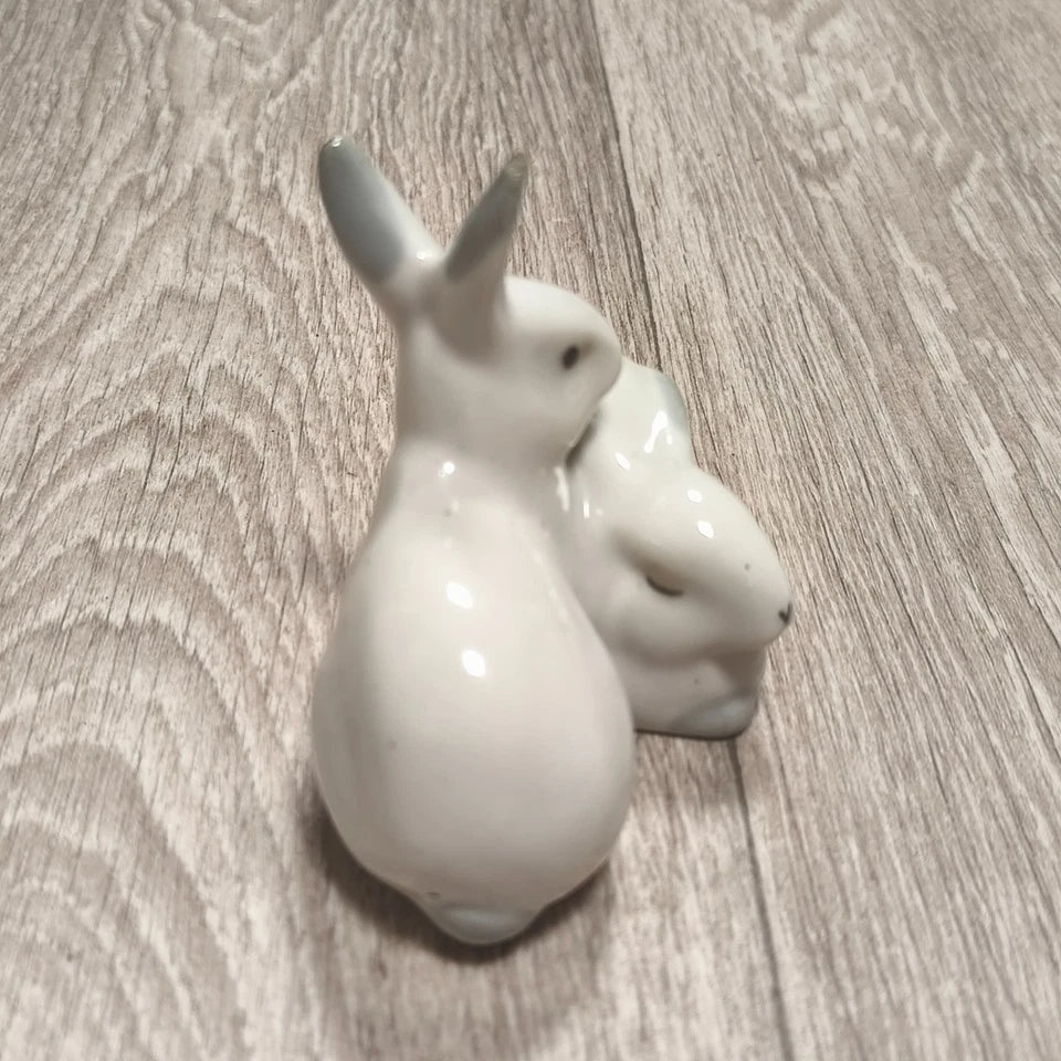 Vintage USSR Soviet Porcelain Rabbits Figurine Artel Progress Leningrad 1950
