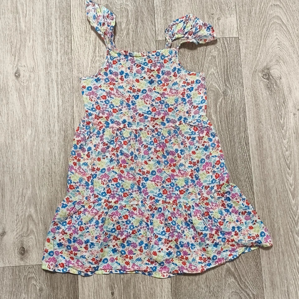 Primark Girls Floral Tiered Sundress Ruffle Strap Cotton Dress Age 6-7 Yrs 122cm
