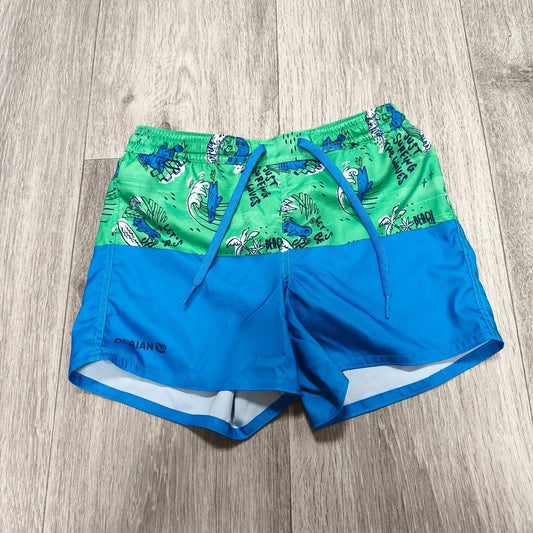 OLAIAN Swim Shorts Board Trunks Blue Green Surf Beach Graphic Drawstring
