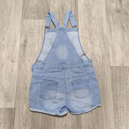 Nutmeg Girls Light Blue Denim Dungaree Shorts Overalls Size 12-13 Years