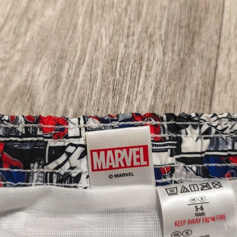 Marvel Spider-Man Boys Swim Shorts Trunks Size 5-6 Years Comic Print Swimwear
