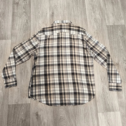 Levi's Mens Western Shirt XXL Slim Fit Plaid Pearl Snap Long Sleeve Beige Black