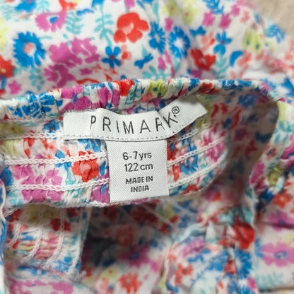 Primark Girls Floral Tiered Sundress Ruffle Strap Cotton Dress Age 6-7 Yrs 122cm