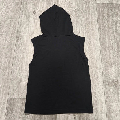 Sleeveless Black Hooded Tank Top Size 90 Graphic Print KING Cotton Blend