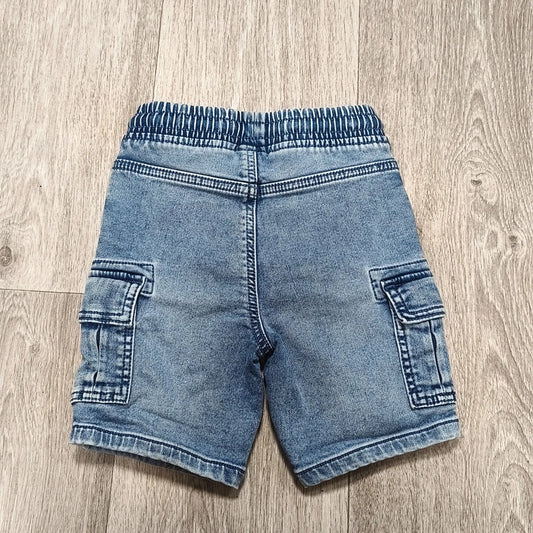 Tu Kids Boys Blue Denim Cargo Shorts Elastic Waist 3-4 Years (98-104 cm)