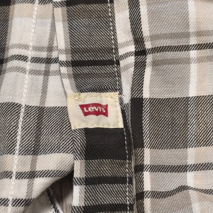 Levi's Mens Western Shirt XXL Slim Fit Plaid Pearl Snap Long Sleeve Beige Black
