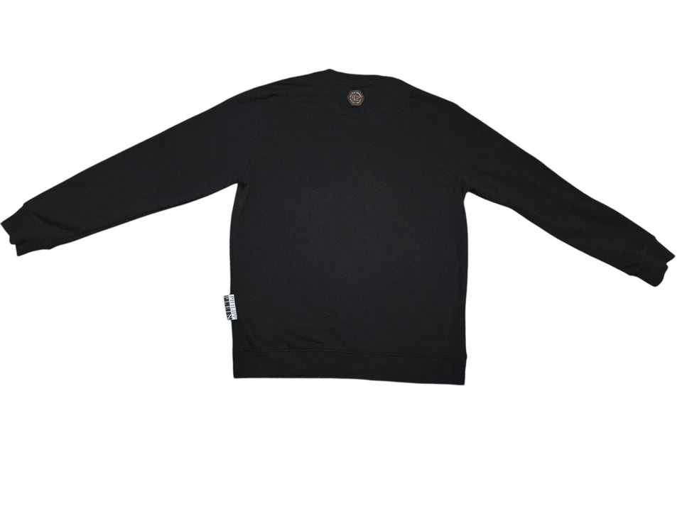 PHILIPP PLEIN Platinum Cut Sweatshirt Black Rhinestone Crystal Skull Men L XL