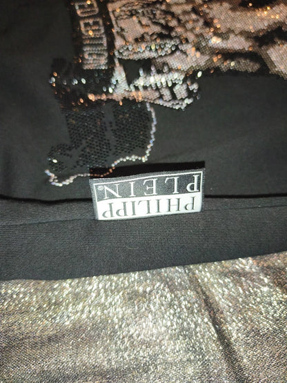 PHILIPP PLEIN Platinum Cut Sweatshirt Black Rhinestone Crystal Skull Men L XL