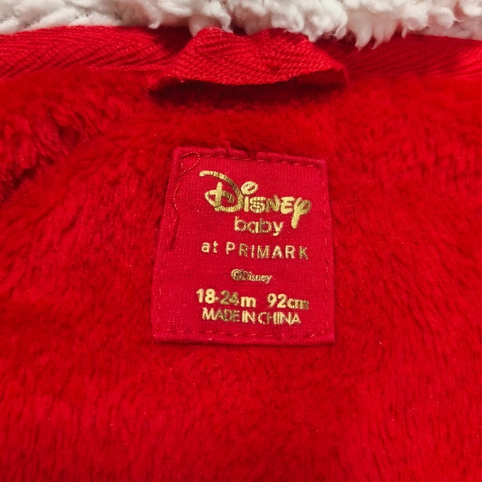Disney Primark Minnie Mouse Baby Red Fleece Hooded Dressing Gown Robe 18-24M