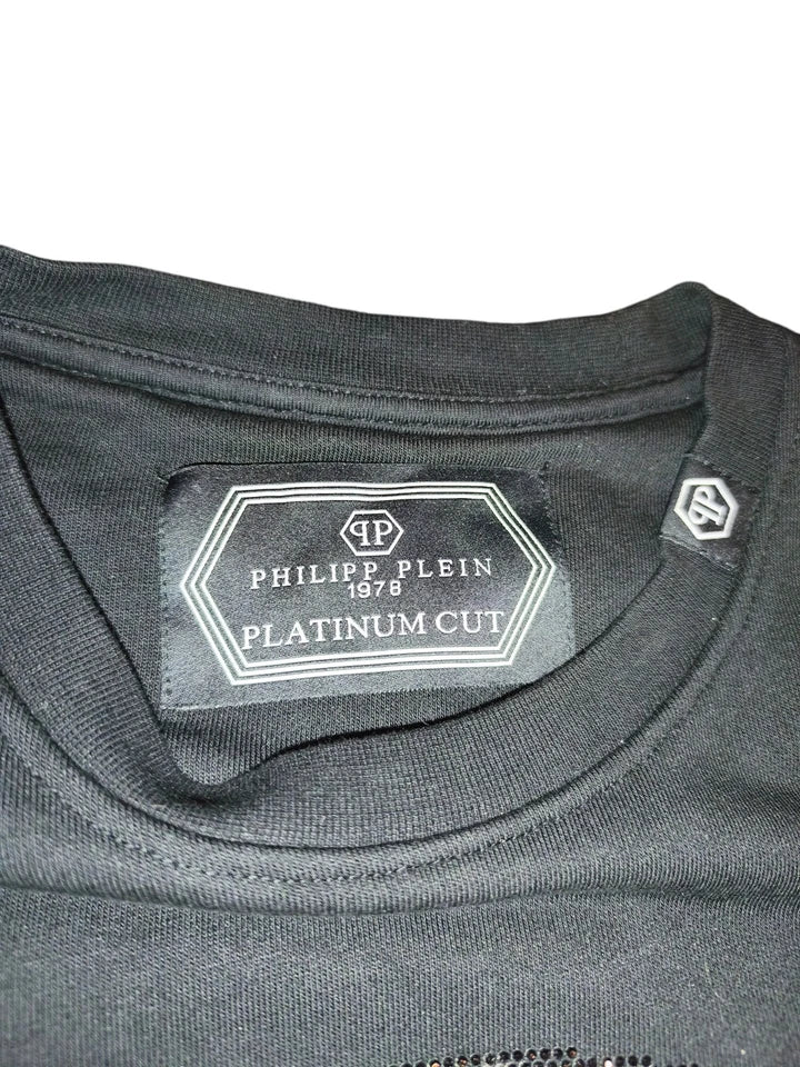 PHILIPP PLEIN Platinum Cut Sweatshirt Black Rhinestone Crystal Skull Men L XL
